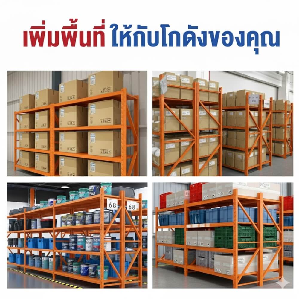 ชั้นวางของโล่ง 4 ชั้น ELIFE 200X200X40 ซม. สีส้ม/เทา